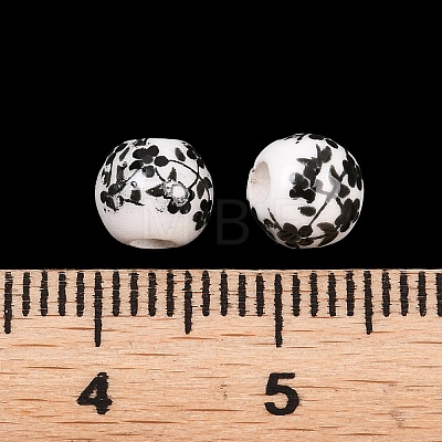 Floral Printed Porcelain Beads PORC-Q201-6mm-5-1