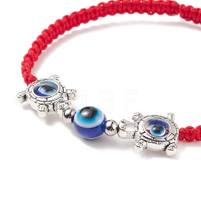 Resin Evil Eye & Alloy Braided Bead Bracelet BJEW-JB08486-1