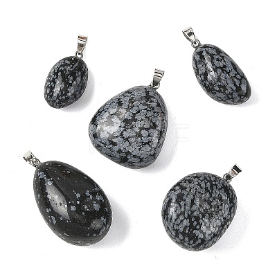 Natural Snowflake Obsidian Tumbled Stone Pendants GG-K002-06E-1