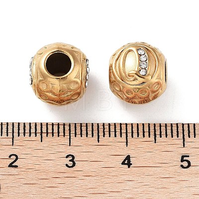 Ion Plating(IP) 304 Stainless Steel Rhinestone European Beads STAS-A092-10Q-G-1