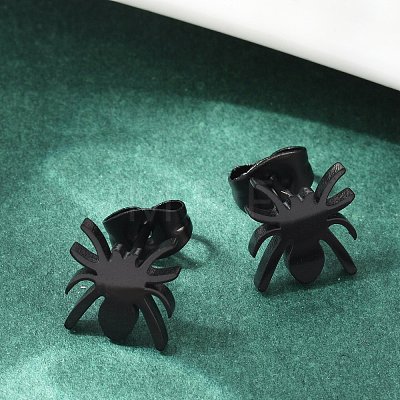 Halloween Spider 304 Stainless Steel Stud Earrings for Women EJEW-B019-01EB-1