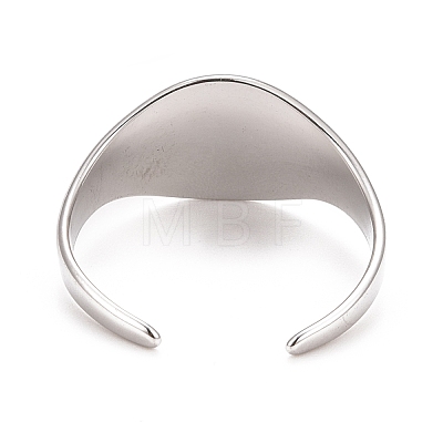 304 Stainless Steel Oval Chunky Open Cuff Ring for Women RJEW-C025-14P-1