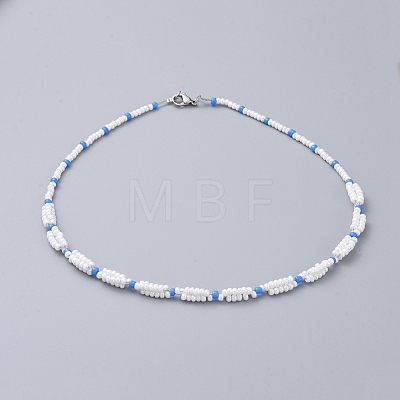 Glass Seed Beaded Necklaces NJEW-JN02596-1