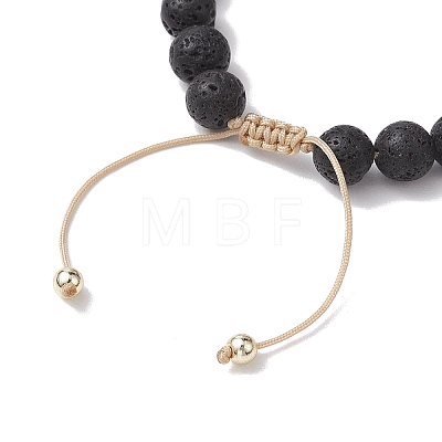 Adjustable Natural Lava Rock Braided Bead Bracelets BJEW-JB10563-1