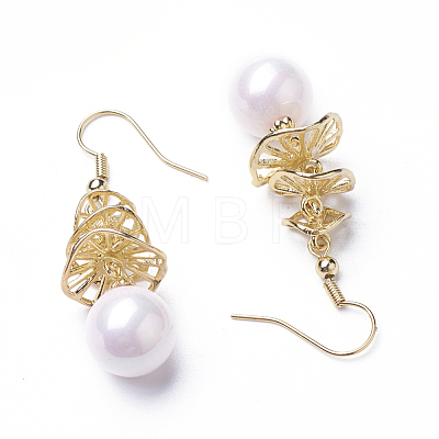 (Jewelry Parties Factory Sale)Synthetic Shell Pearl Dangle Earrings EJEW-P179-03G-04-1