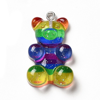 Rainbow Color Translucent Resin Pendants X1-CRES-K010-01A-1