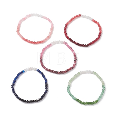 Dyed Natural Malaysia Jade Rondelle Beads Stretch Bracelets for Women BJEW-JB13042-1