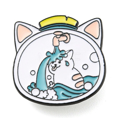 Cat in Wishing Bottle Enamel Pins JEWB-Q032-01A-1