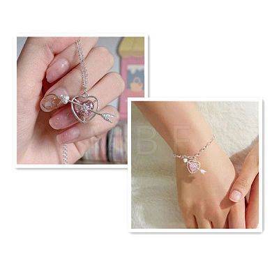 Valentine's Day Heart & Arrow Alloy Rhinestone Charm Bracelets FS-WG94D09-01-1