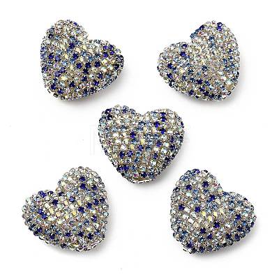 Sparkling Acrylic Heart Beads with Rhinestone Embellishment OACR-NH0001-02B-04-1