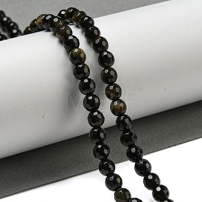 Natural Golden Sheen Obsidian Beads Strands G-E571-A01-01-1