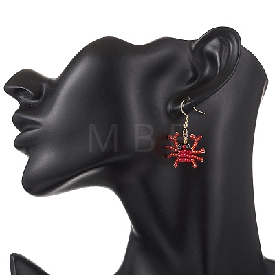 Crab Natural Black Spinel Dangle Stud Earrings EJEW-MZ00641-1