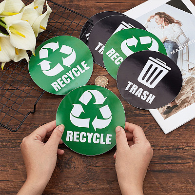 6Pcs 2 Styles PVC Garbage Recycle Trash sign stickers DIY-WH0043-40-1