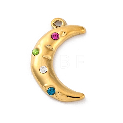 304 Stainless Steel Rhinestone Pendants STAS-M110-22G-1