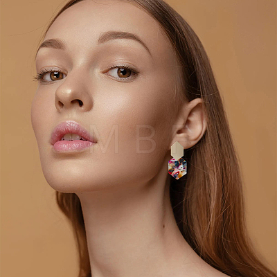FIBLOOM 20Pcs 10 Style Acrylic Dangle Stud Earrings EJEW-FI0001-64-1