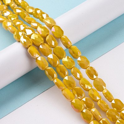 Faceted Electroplated Glass Beads Strands GLAA-G092-C02-1