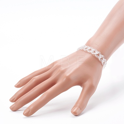 Frosted Transparent Acrylic Curb Chain Bracelets BJEW-JB06065-1