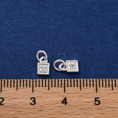 Brass Micro Pave Cubic Zirconia Charms KK-C071-12S-1