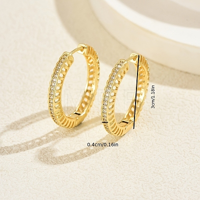 Hollow Brass Clear Cubic Zirconia Hoop Earrings LS-SP8143-1