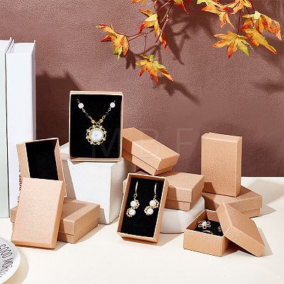   20Pcs 2 Styles Kraft Cotton Filled Cardboard Paper Jewelry Set Boxes CBOX-PH0002-21-1