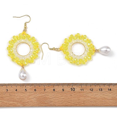Brass Glass Beads Dangle Earrings EJEW-MZ00764-1
