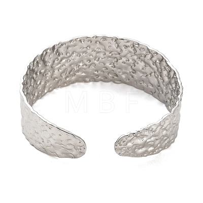 304 Stainless Steel Textured Flat Cuff Bangles BJEW-G694-04P-1