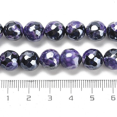 Electroplated Natural Fire Crackle Agate Round Beads Strands G-G0006-A02-05-1