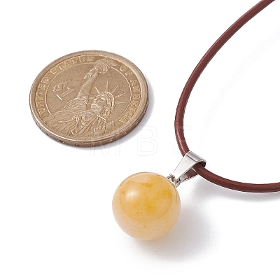 Natural Citrine Round Pendant Necklaces NJEW-JN04478-04-1