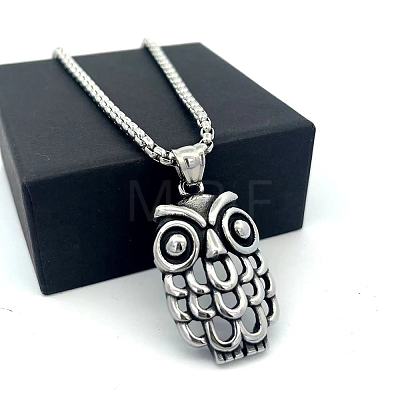 Vintage Gothic Owl Pendant 304 Stainless Steel Men’s Necklaces II3155-1