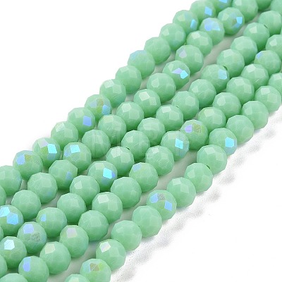 Electroplate Opaque Solid Color Glass Beads Strands EGLA-A044-P8mm-L14-1