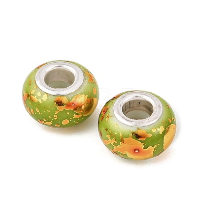 Opaque Resin Rondelle European Beads RESI-Z046-01E-1