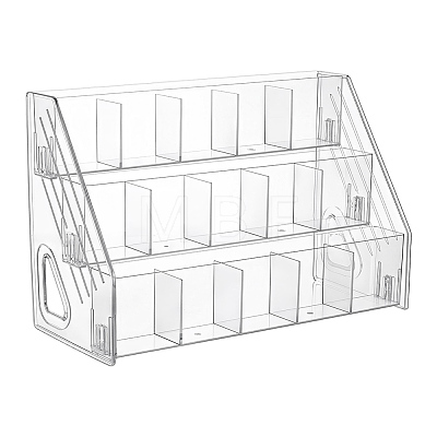 3-Tier 15-Grid Acrylic Card Display Riser Stands ODIS-WH0030-339A-1