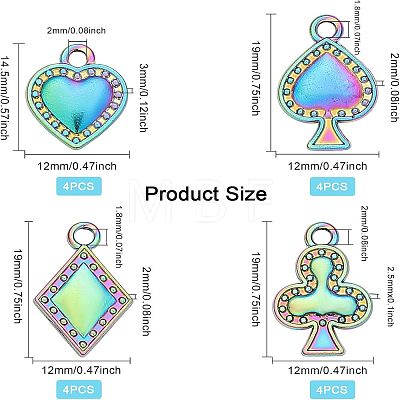 16Pcs 4 Style Rack Plating Rainbow Color Alloy Pendants FIND-CA0005-73-1