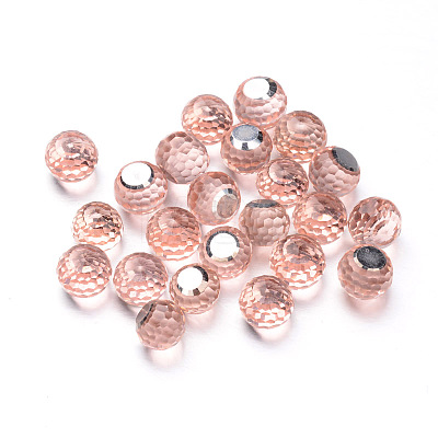 Faceted Round Glass Cabochons X-GGLA-L008B-15-1