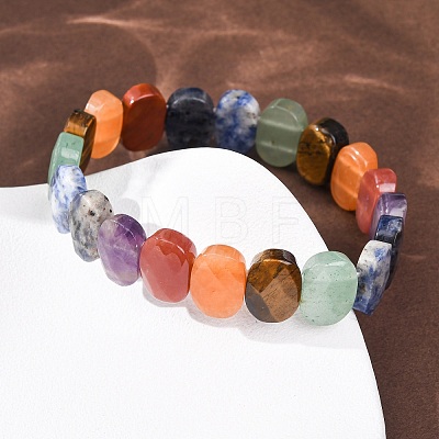 Chakra Natural Mixed Gemstone Faceted Beaded Stretch Bracelets for Women BJEW-K251-07K-1