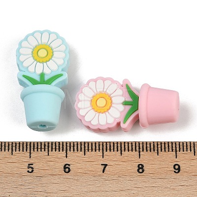 Flower Food Grade Silicone Focal Beads SIL-A011-03A-1