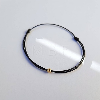 Brass Round Ball Polyester Cord Braided Bracelets QR8302-4-1