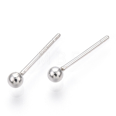 925 Sterling Silver Round Ball Stud Earrings STER-T005-01B-1
