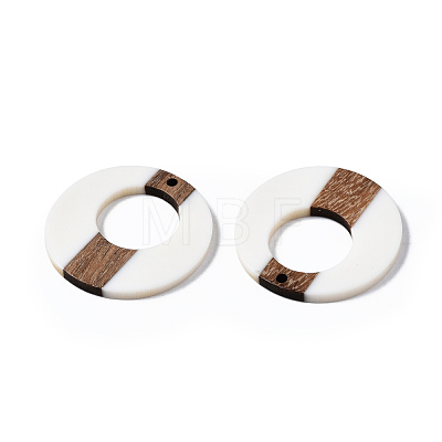 Opaque Resin & Walnut Wood Pendants X-RESI-T035-23-1