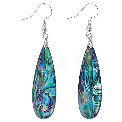1 Pair Rack Plating Brass Natural Paua Shell Dangle Earrings EJEW-TA0001-86-1