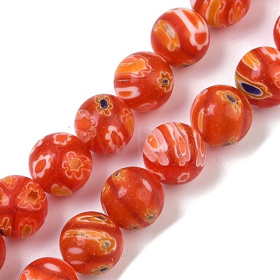 Handmade Millefiori Lampwork Beads Strands LAMP-G166-10B-1