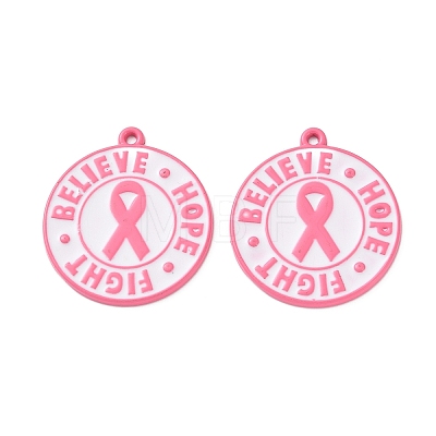 Breast Cancer Awareness Ribbon Zinc Alloy Enamel Pendants ENAM-I079-02-07-1