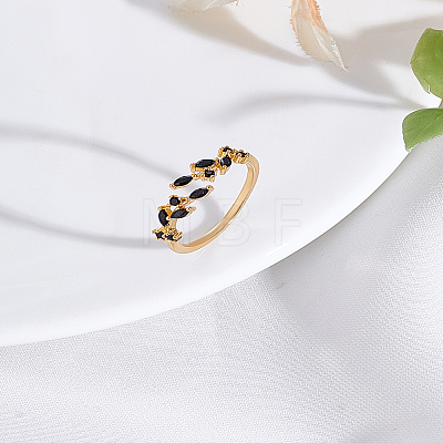 1Pc Brass Micro Pave Cubic Zirconia Cuff Rings for Women RJEW-LP0002-23B-1