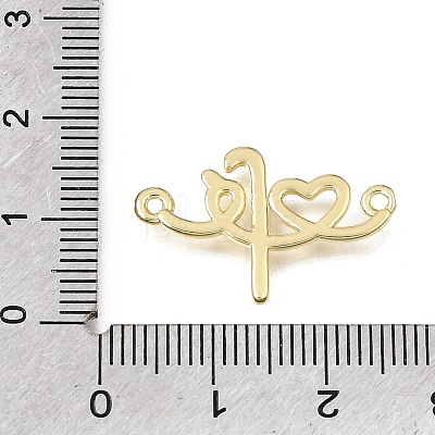 Brass Heart with Letter Fe Links Connector Charms KK-C263-27A-G-1
