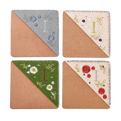 4Pcs Letter Personalized Hand Embroidered Corner Bookmarks JX587I-1