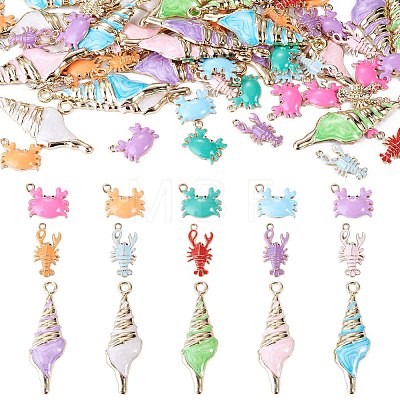 60Pcs 15 Styles Alloy and Enamel Big Pendants FIND-TA0010-95-1