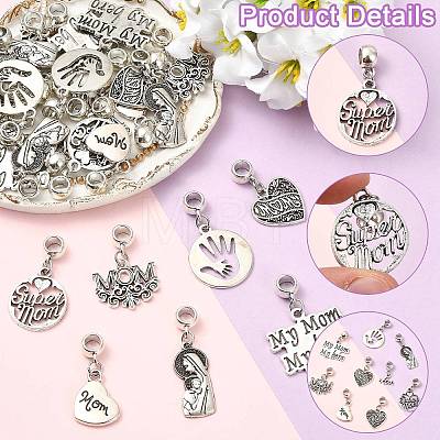 80Pcs 8 Style Alloy European Dangle Charms PALLOY-CJ00192-1