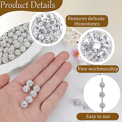 200Pcs Pave Disco Ball Beads RB-PA0001-11A-1