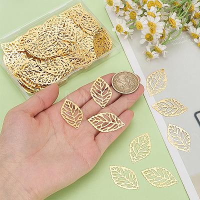 200Pcs Iron Filigree Hollow Pendants IFIN-SC0002-05-1