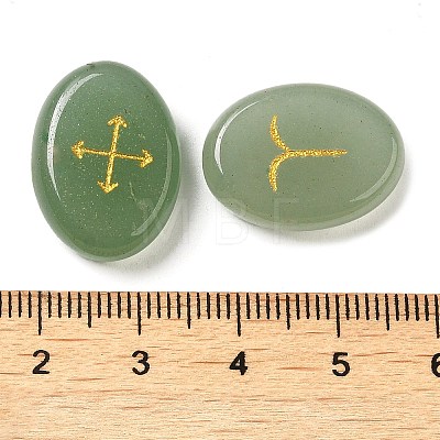 13Pcs Natural Green Aventurine Rune Stone G-C095-02D-1